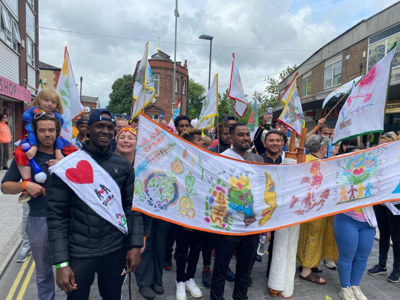 Clients walking in Shakespeare North Opening Parade 2022